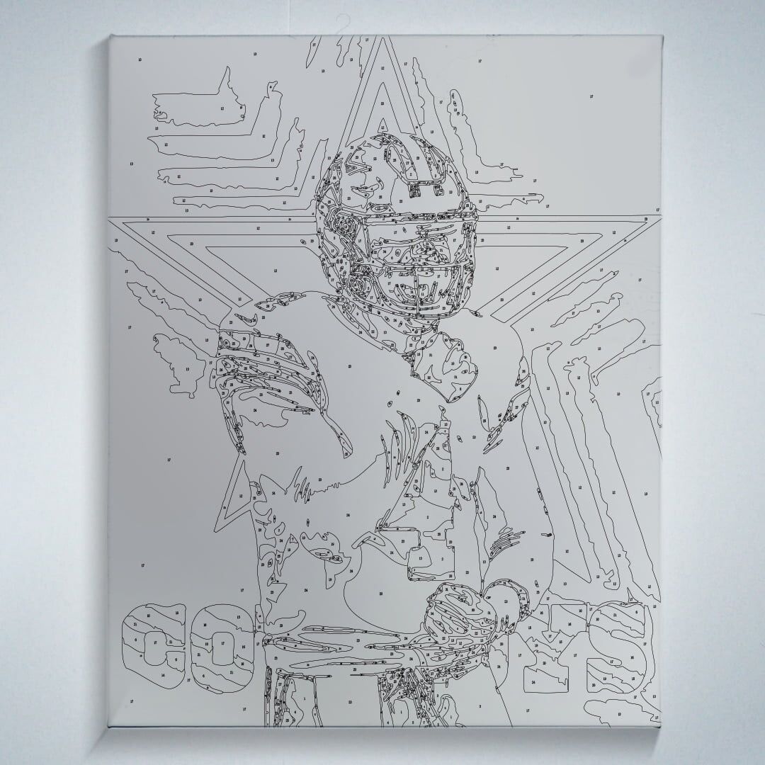 Dak Prescott - Dallas Star - Canvas Paint by numbers outline on framed canvas of Dak Prescott for fan art painting