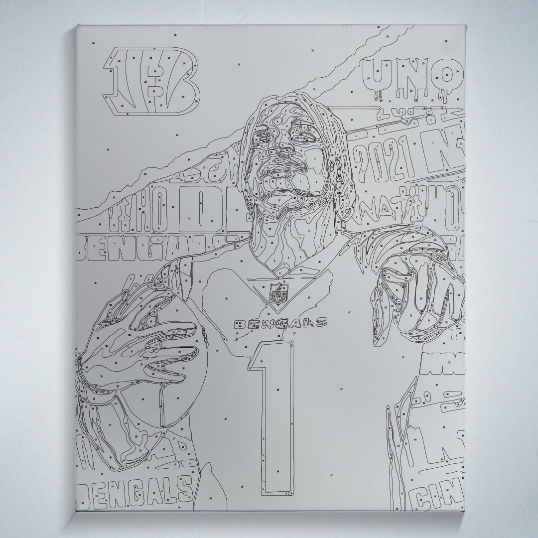 Jamarr Chase - Uno - Canvas Paint by number canvas wall art of NFL top wide receiver Ja'marr Chase of the Cincinnati Bengals