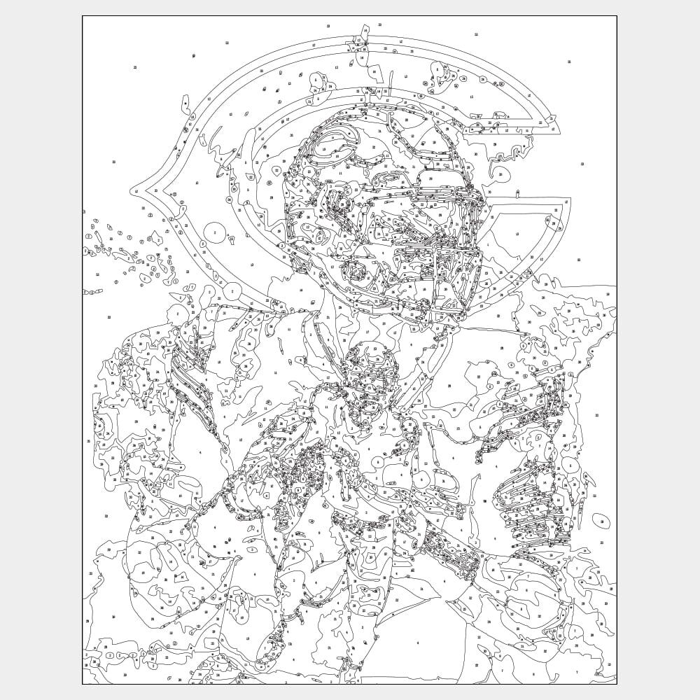 Justin Fields - Paint Splatter - Outline Paint by number outline of QB Justin Fields to create fan art