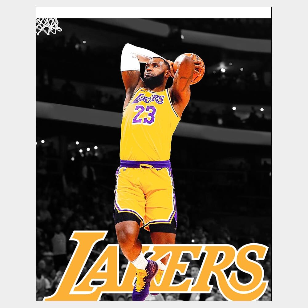 Lebron James - King James - Raster Image Fan art poster of King James Lebron NBA player for Los Angeles Lakers jumping