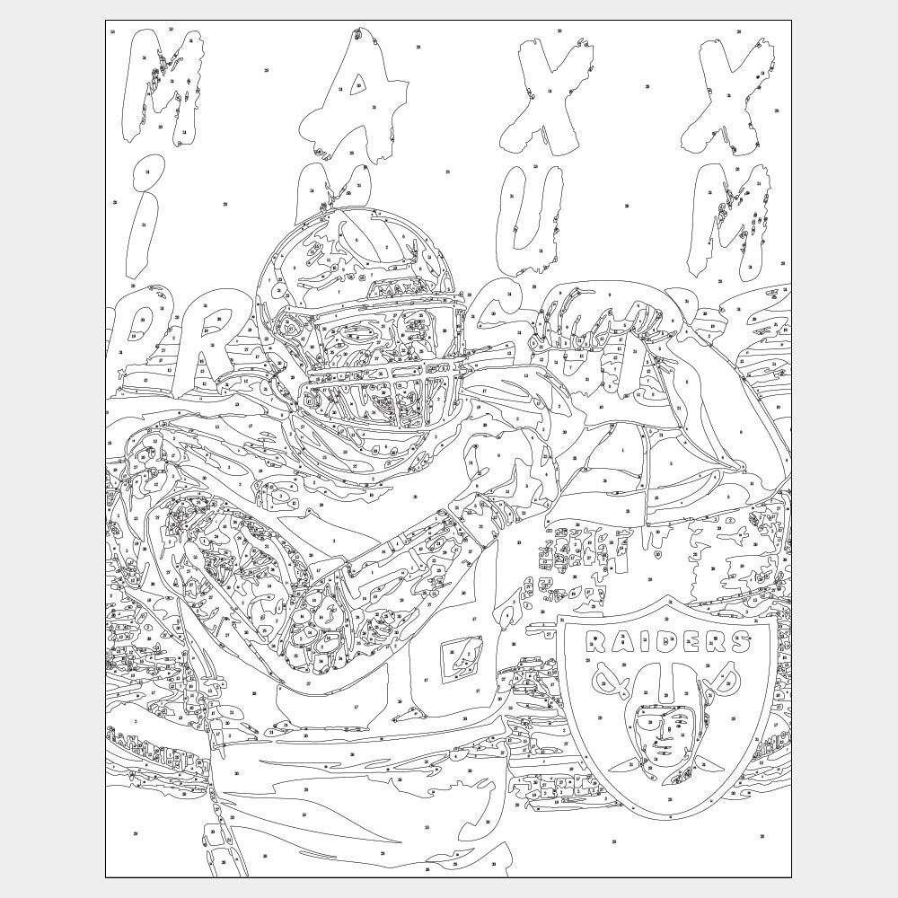 Maxx Crosby - Maxximum Pressure - Outline Paint by number outline of Maxx Crosby Maximum Pressure Las Vegas Raiders DE for painting fan art